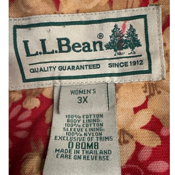 LL Bean Women's 3X Floral Print Cotton Barn Coat Corduroy Collar‎ Vintage 1990s - Picture 6 of 9